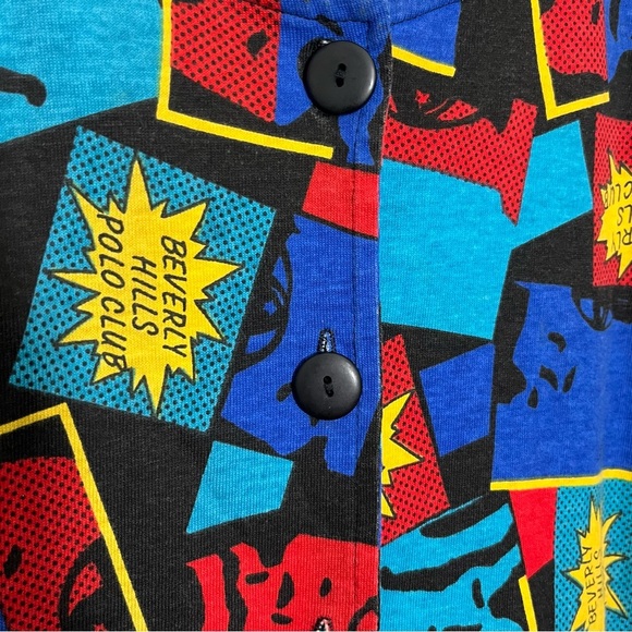 BEVERLY HILLS POLO CLUB Vintage Long Sleeve Button Down Geometric Sweater Large - Picture 6 of 9